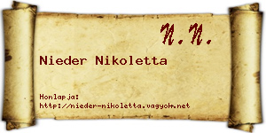 Nieder Nikoletta névjegykártya